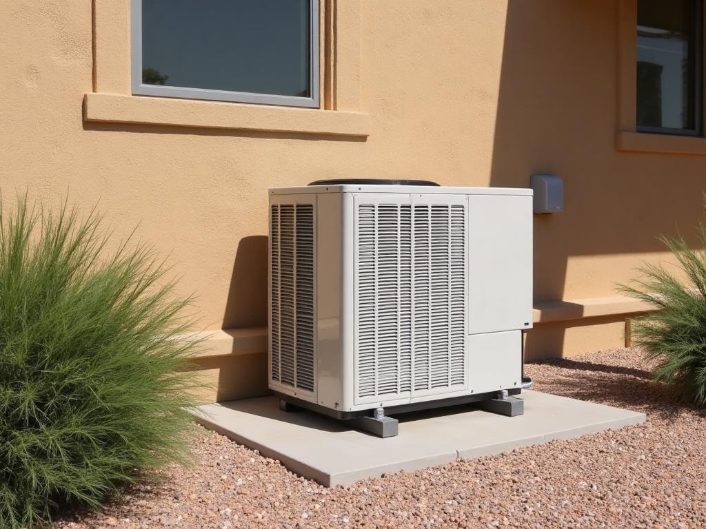 Residential AC unit installed outside an Arizona home